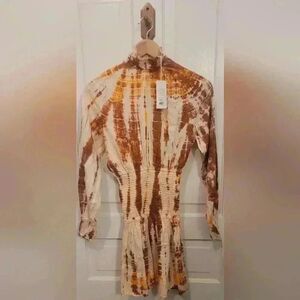 Stark X Rustic Orange Tie Dye Long Sleeve Dress Size Extra Small XS
